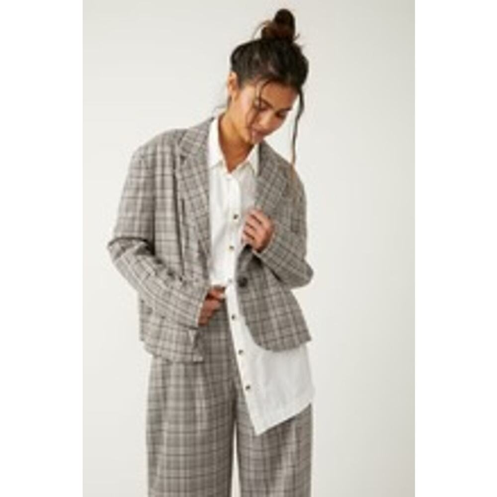 #235 FREE PEOPLE-WE THE‎ FREE CALI BOXY PLAID BLAZER SIZE: SMALLL- RET: $168 - Picture 2 of 13